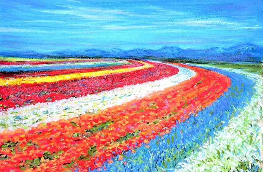 Amazon | 石井清 「美瑛の丘に咲く花・G」 北海道 絵画 風景画